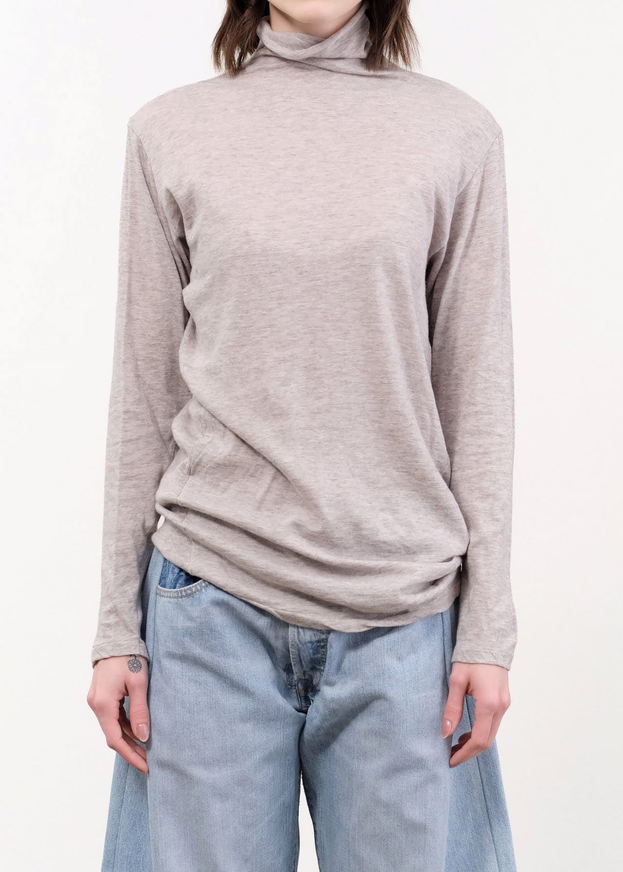 Pas de Calais Apparel Womens Sweaters Gauze Jersey Mix Turtleneck Pullover