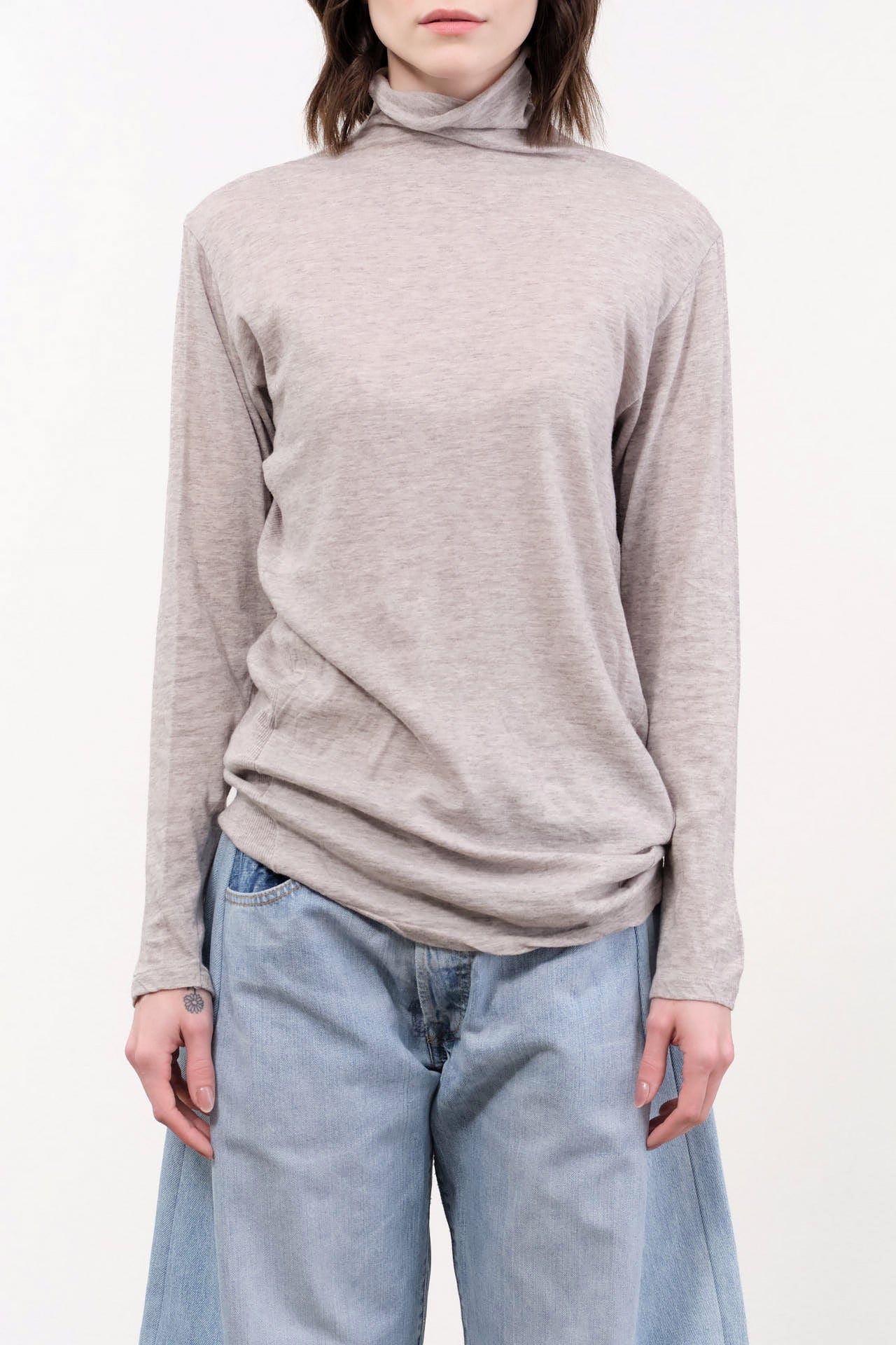 Pas de Calais Apparel Womens Sweaters Gauze Jersey Mix Turtleneck Pullover