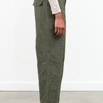 Pas de Calais Designer Clothing Brand High Thread Count Cotton Linen Baker Pants in Khaki Green