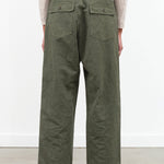 Khaki Green High Thread Count Cotton Linen Baker Pant Trouser with Pockets by Pas de Calais Designer Brand