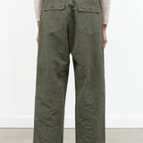 Khaki Green High Thread Count Cotton Linen Baker Pant Trouser with Pockets by Pas de Calais Designer Brand