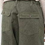 Pas de Calais Designer Brand Khaki Green High Thread Count Cotton Linen Baker Pant Trouser with Pockets