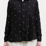 Indian Cotton Cut Dobby Blouse by Pas de Calais in Black