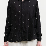 Indian Cotton Cut Dobby Blouse by Pas de Calais in Black