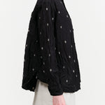 Pas de Calais Designer Brand Button Up Indian Cotton Cut Dobby Blouse in Black Pattern