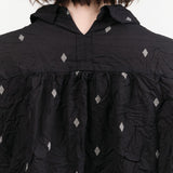 Pas de Calais Designer Brand Black Pattern Button Up Indian Cotton Cut Dobby Blouse