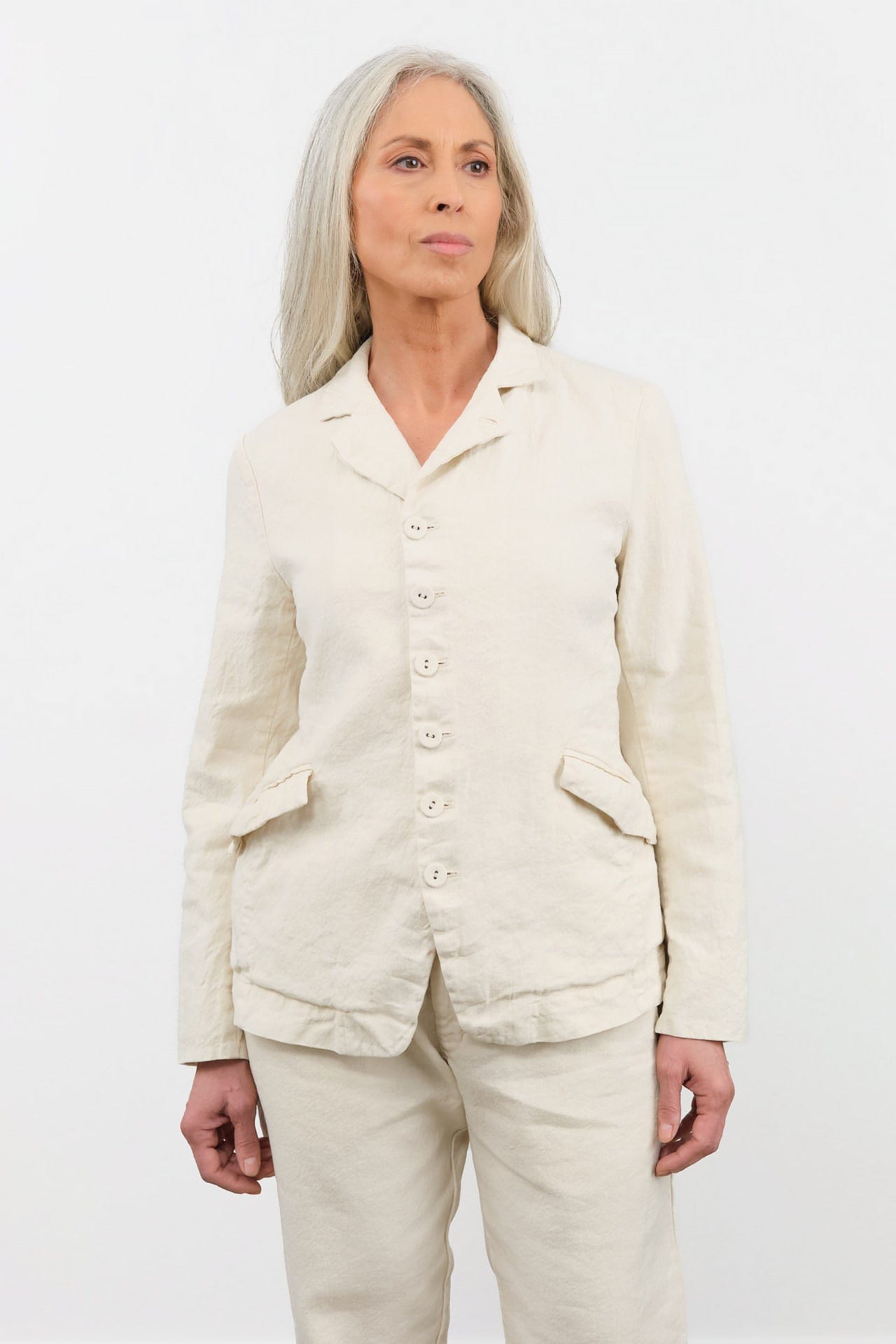 Pas de Calais Apparel Womens Jackets Linen Cotton Soft Twill Tailored Jacket