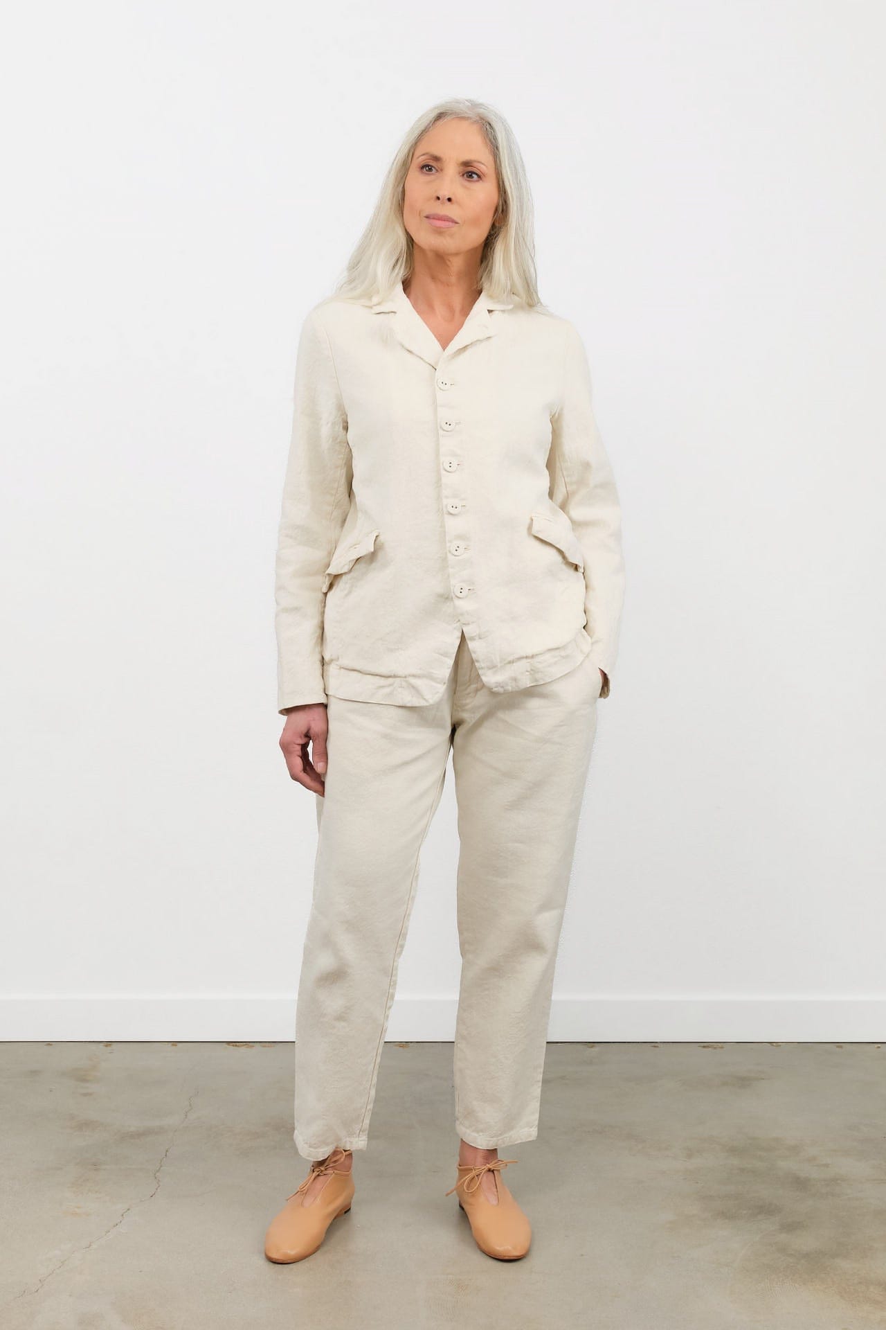 Pas de Calais Apparel Womens Pants Linen Cotton Soft Twill Tapered Pants