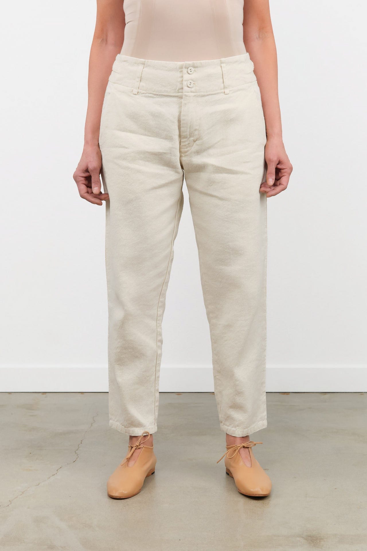 Pas de Calais Apparel Womens Pants Linen Cotton Soft Twill Tapered Pants