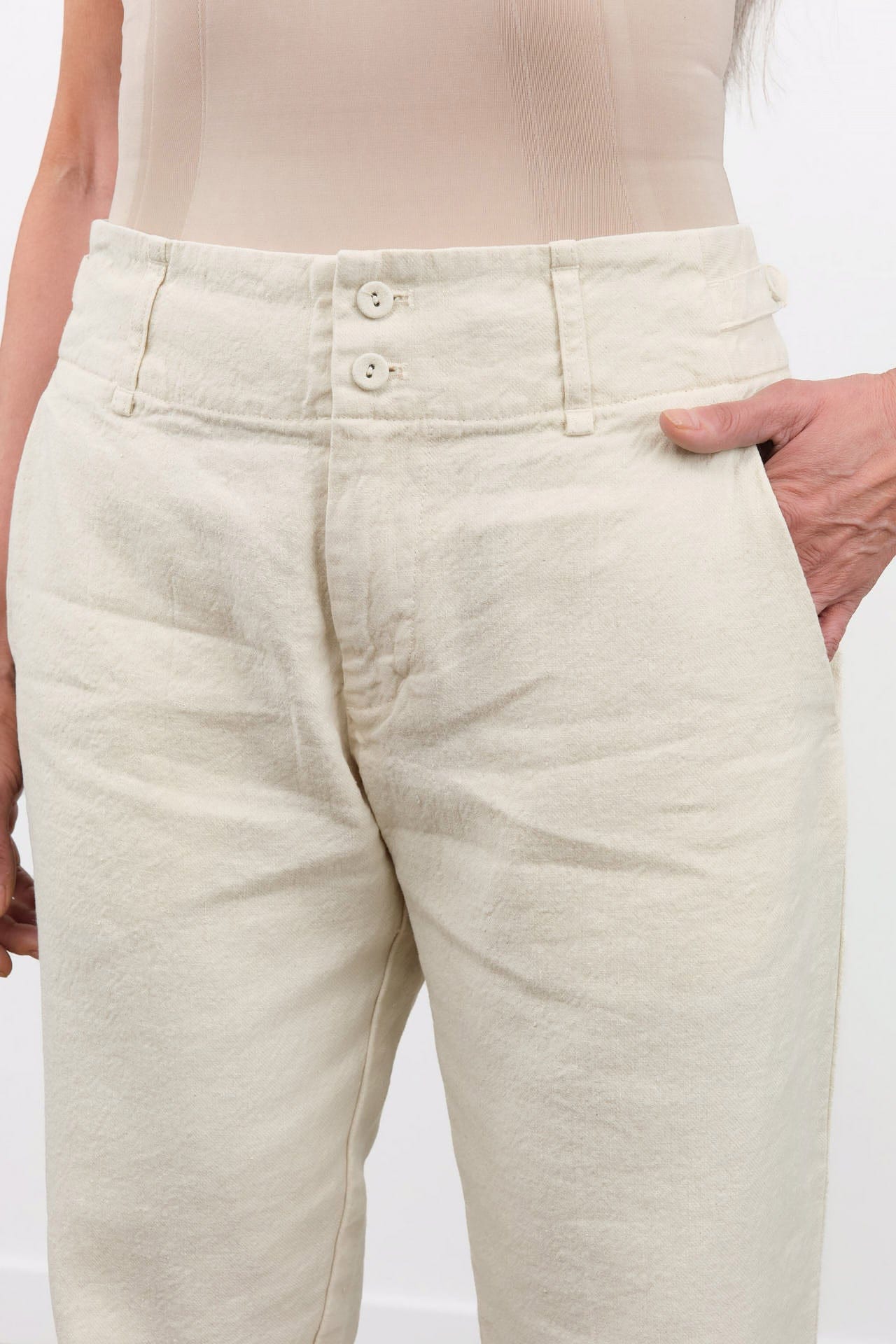 Pas de Calais Apparel Womens Pants Linen Cotton Soft Twill Tapered Pants