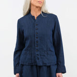 Pas de Calais Apparel Womens Jackets Linen Indigo Chambray Jacket