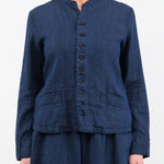 Pas de Calais Apparel Womens Jackets Linen Indigo Chambray Jacket