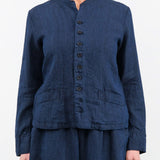 Pas de Calais Apparel Womens Jackets Linen Indigo Chambray Jacket