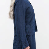 Pas de Calais Apparel Womens Jackets Linen Indigo Chambray Jacket