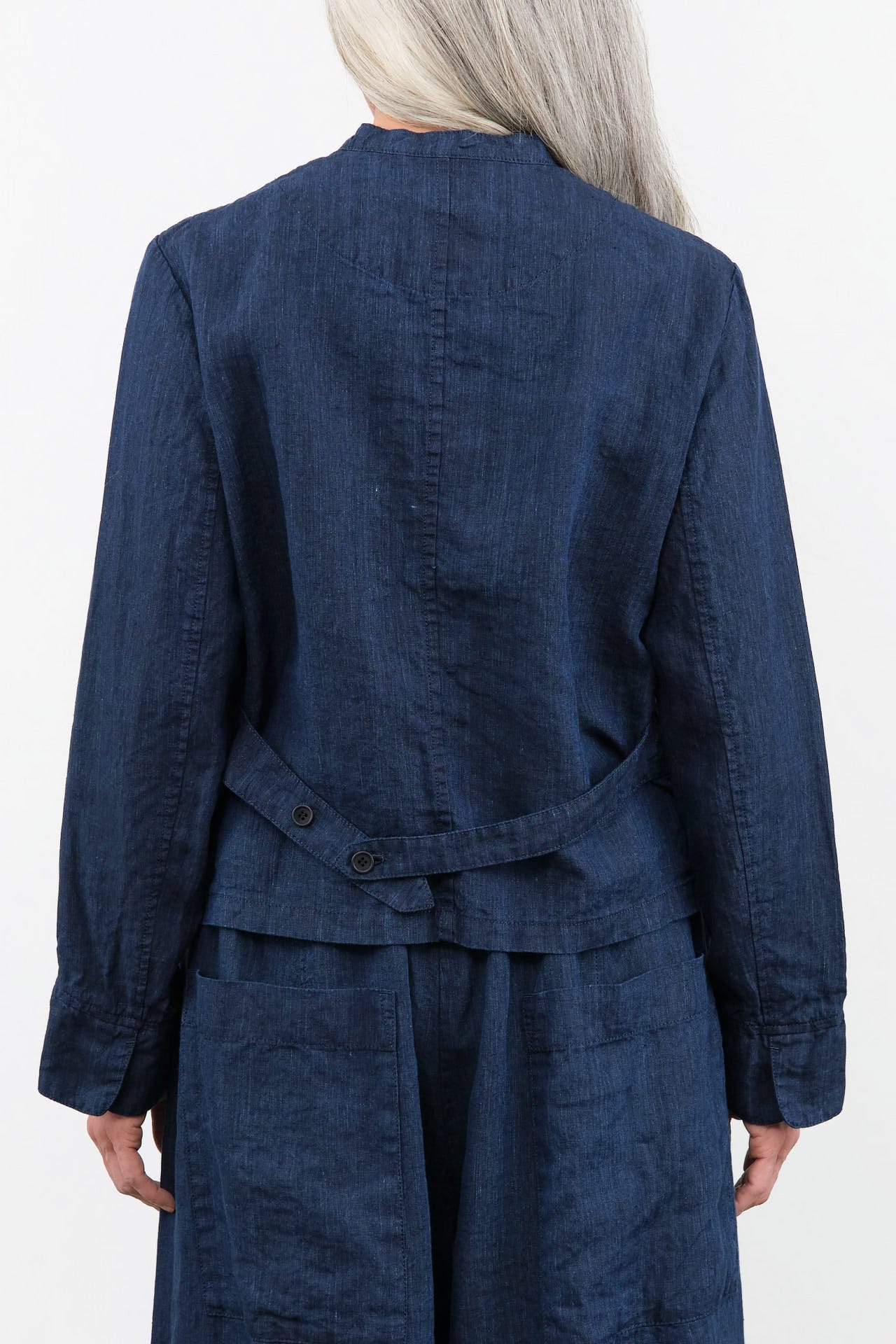 Pas de Calais Apparel Womens Jackets Linen Indigo Chambray Jacket