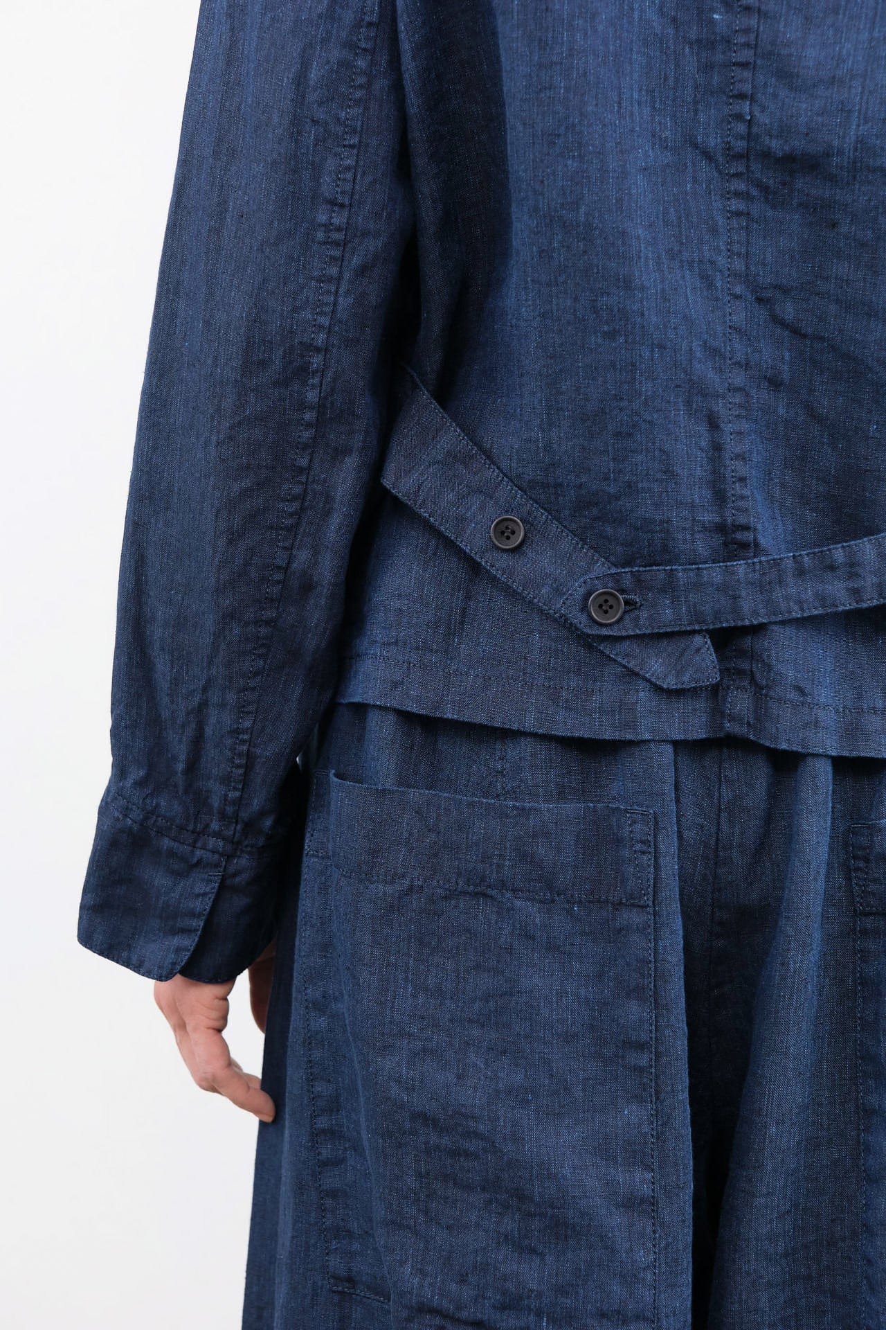 Pas de Calais Apparel Womens Jackets Linen Indigo Chambray Jacket