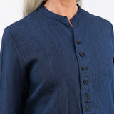 Pas de Calais Apparel Womens Jackets Linen Indigo Chambray Jacket