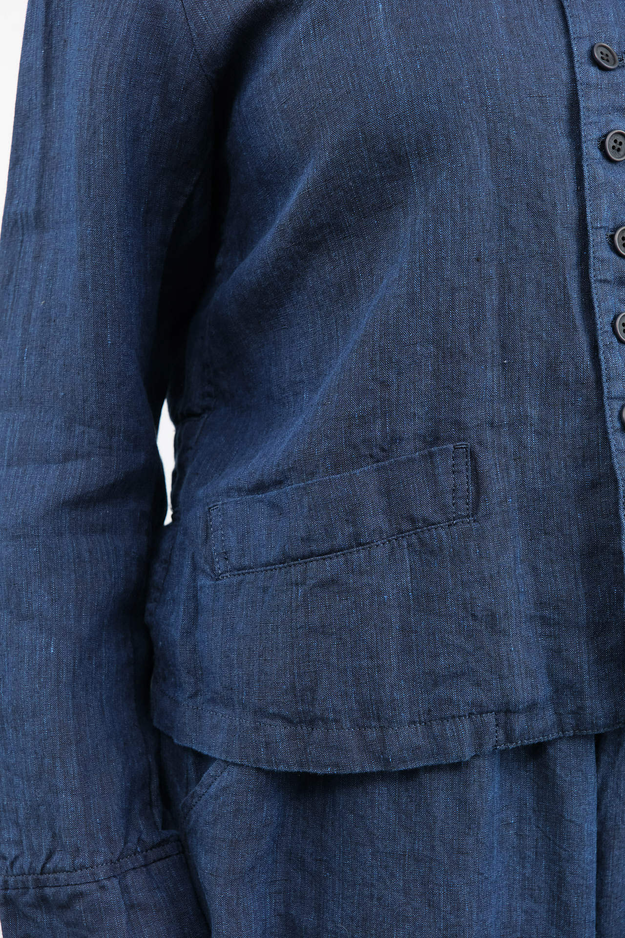 Pas de Calais Apparel Womens Jackets Linen Indigo Chambray Jacket