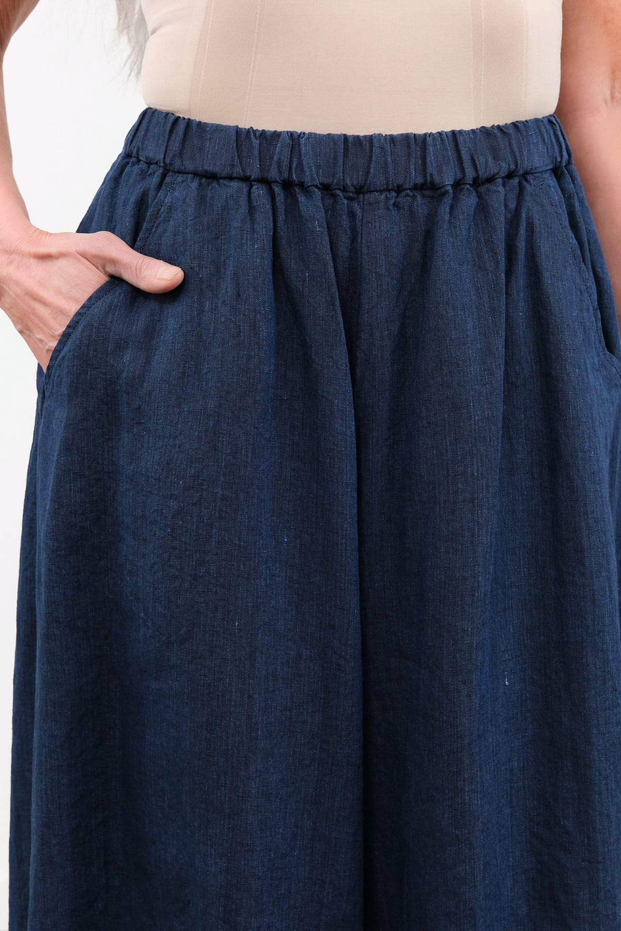 Pas de Calais Apparel Womens Pants Linen Indigo Chambray Pants