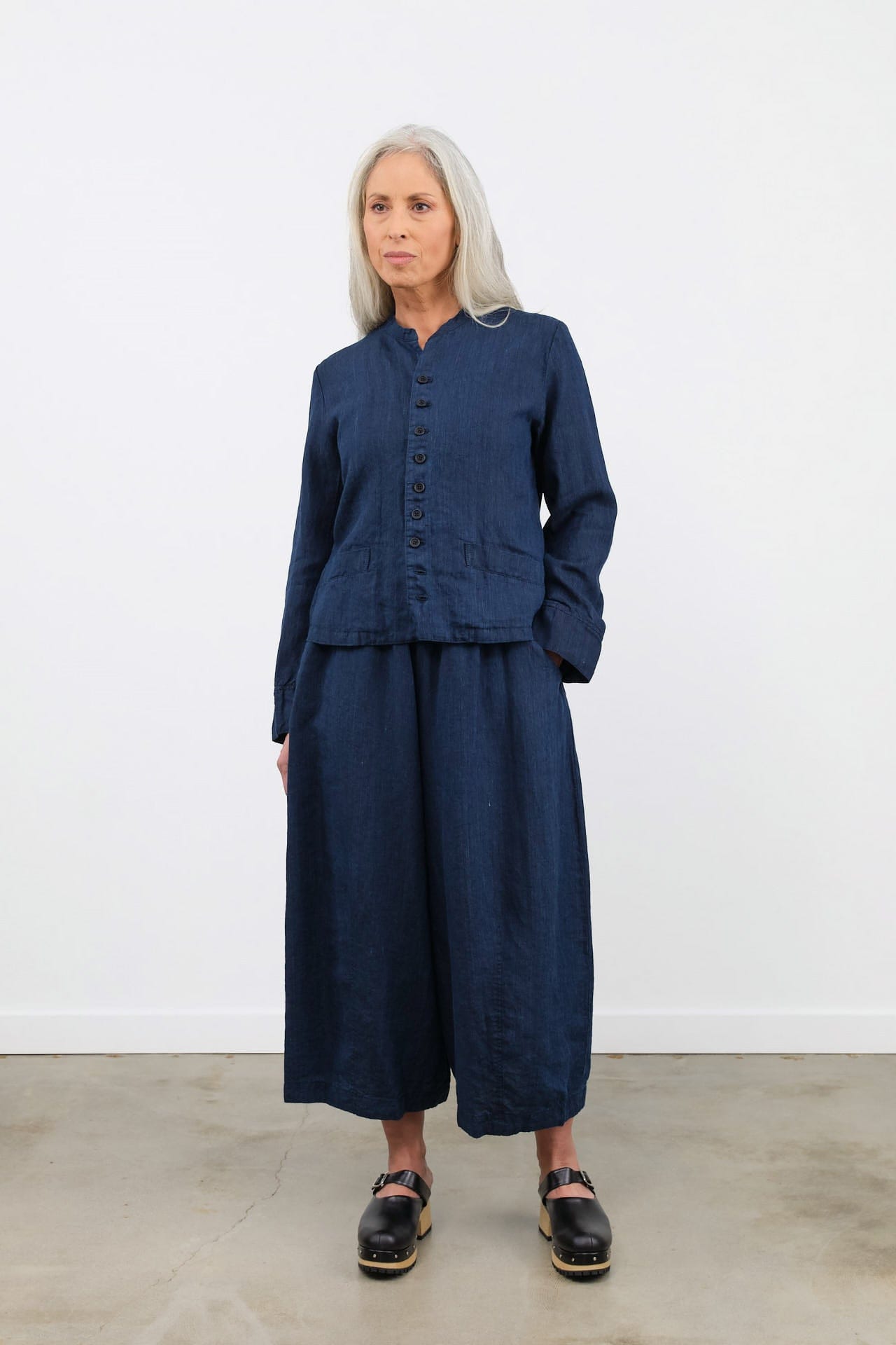 Pas de Calais Apparel Womens Pants Linen Indigo Chambray Pants