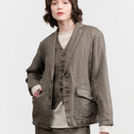 Pas de Calais Linen Twill Tailored Jacket in Khaki