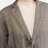 Khaki Linen Twill Tailored Jacket by Pas de Calais