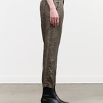 Pas de Calais Designer Brand Linen Twill Tapered Pants Trousers in Khaki Green