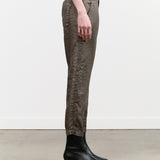 Pas de Calais Designer Brand Linen Twill Tapered Pants Trousers in Khaki Green