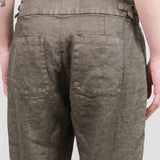 Linen Twill Tapered Pants Trousers in Khaki Green by Pas de Calais Designer Brand 