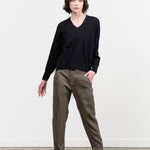 Pas de Calais Linen Twill Tapered Pants in Khaki