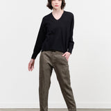 Pas de Calais Linen Twill Tapered Pants in Khaki