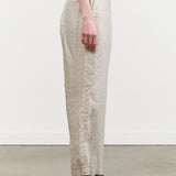 Pas de Calais Designer Brand Linen Twill Wide Pants in Light Gray