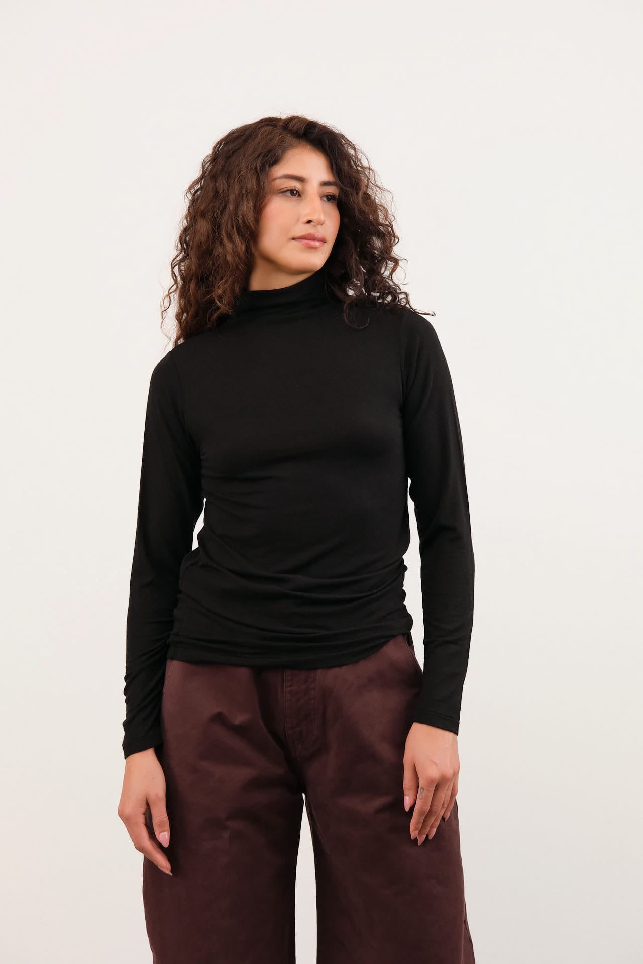 Pas de Calais Apparel Womens Blouses Lyocell Cashmere Jersey Turtleneck Pullover