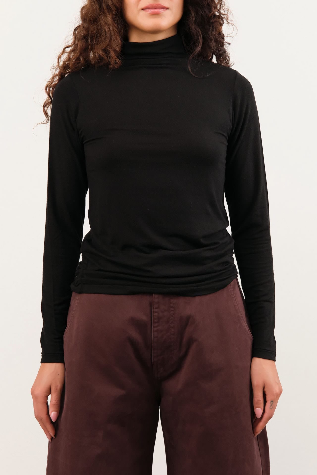 Pas de Calais Apparel Womens Blouses Lyocell Cashmere Jersey Turtleneck Pullover