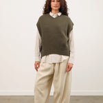 Pas de Calais Apparel Womens Pants Natural Brushed Linen Cotton Twill Relaxed Pants