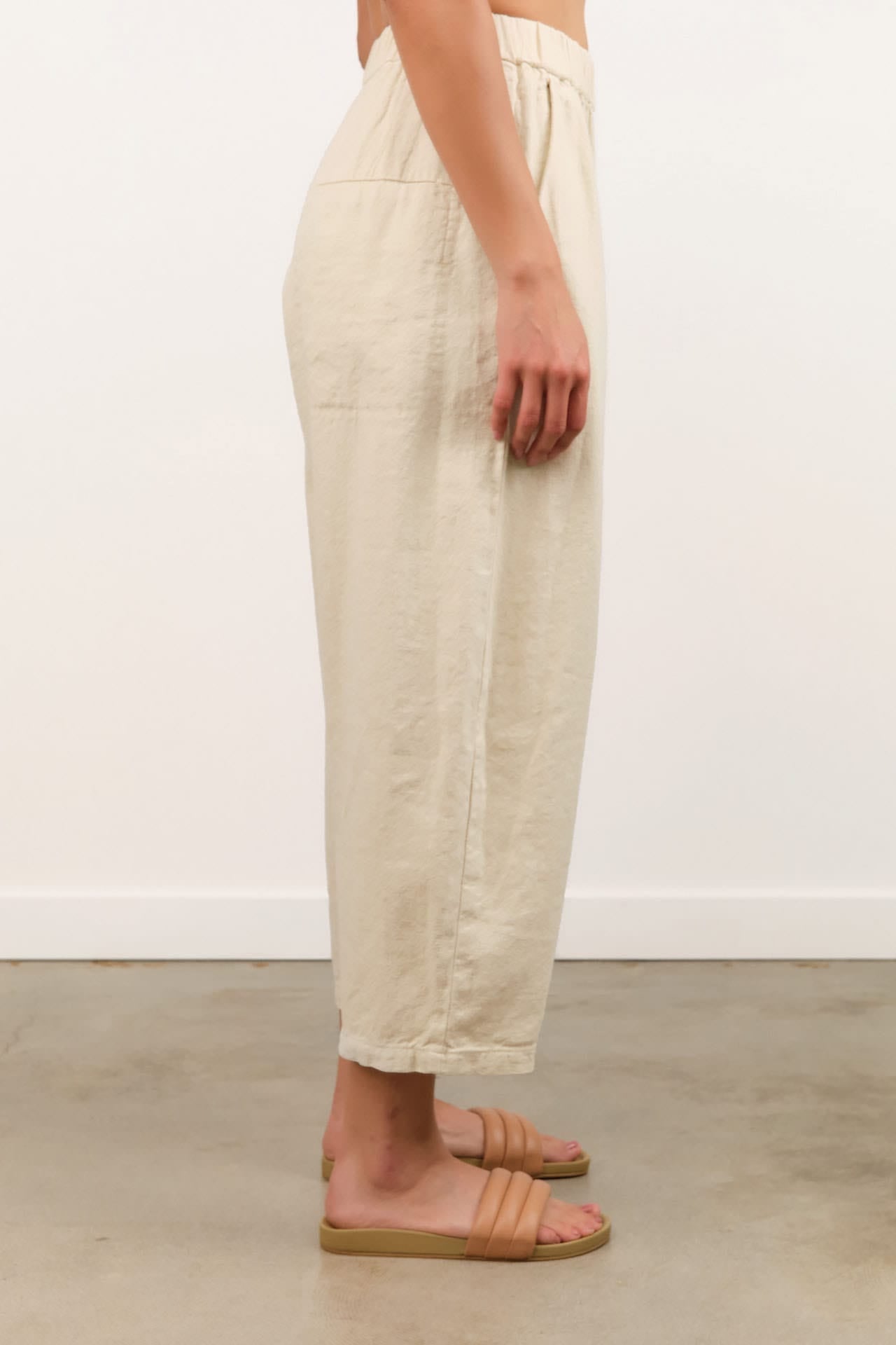 Pas de Calais Apparel Womens Pants Natural Brushed Linen Cotton Twill Relaxed Pants