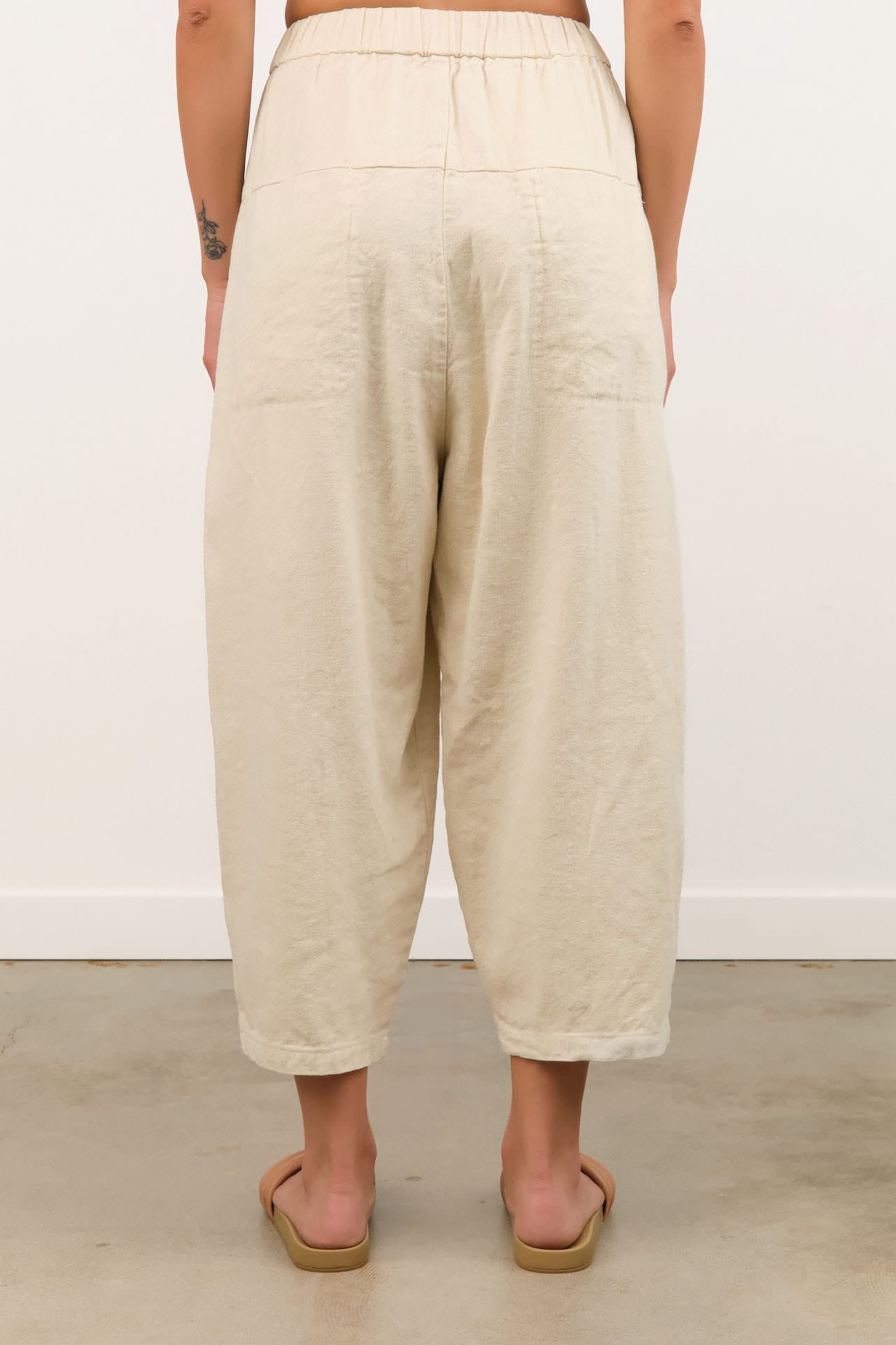 Pas de Calais Apparel Womens Pants Natural Brushed Linen Cotton Twill Relaxed Pants