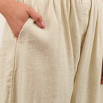Pas de Calais Apparel Womens Pants Natural Brushed Linen Cotton Twill Relaxed Pants