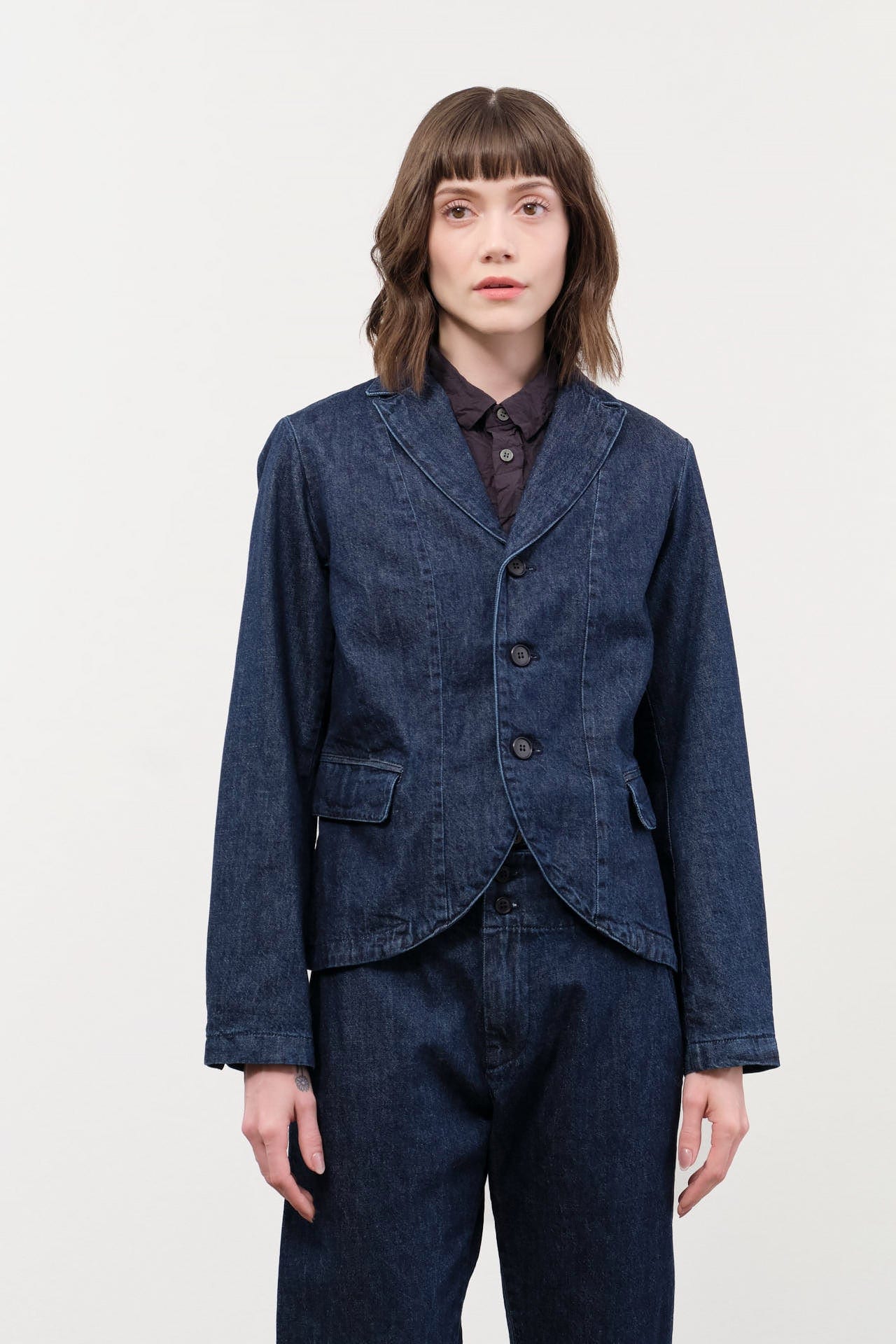 Pas de Calais Apparel Womens Jackets Natural Denim Tailored Jacket