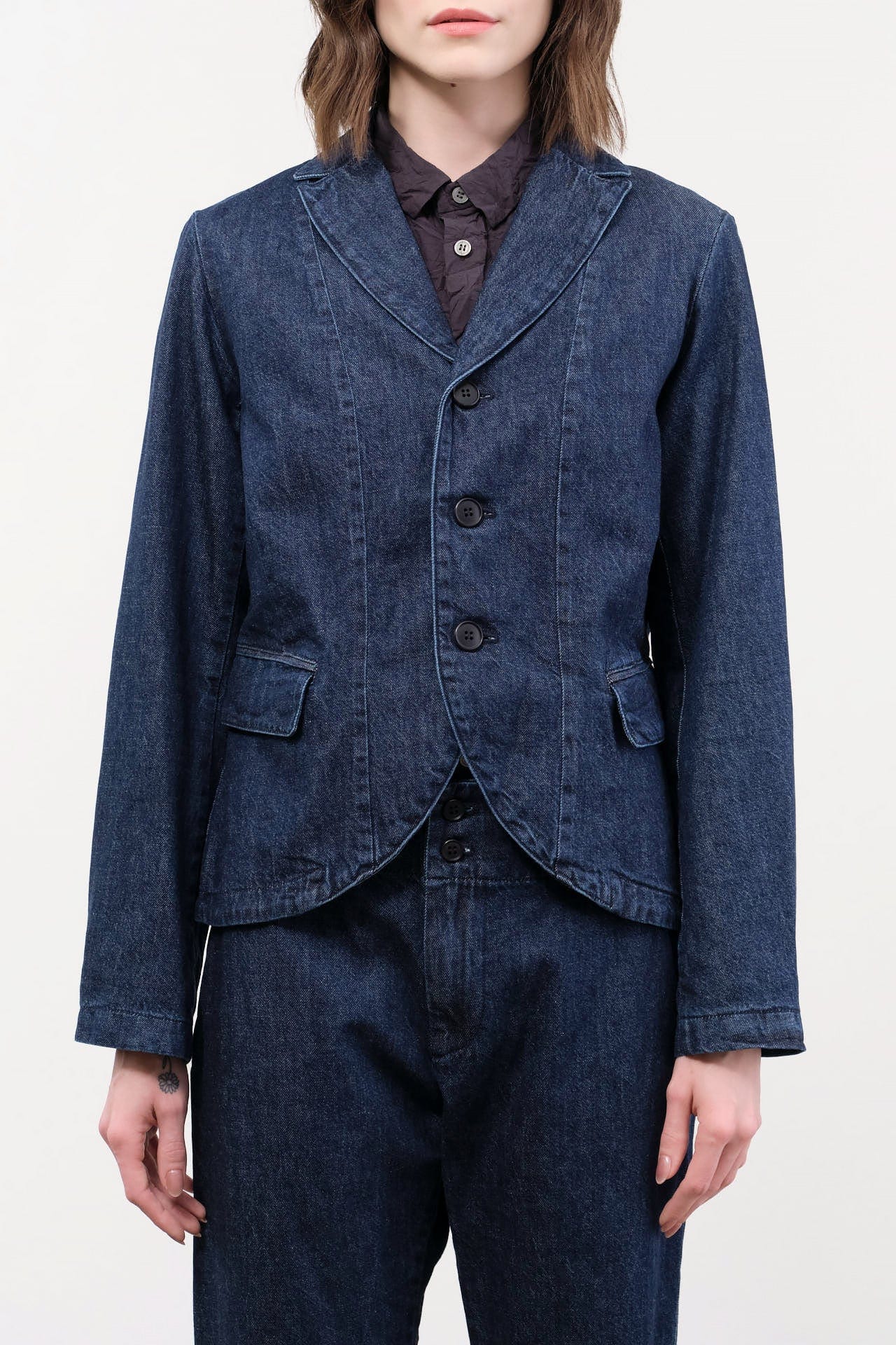 Pas de Calais Apparel Womens Jackets Natural Denim Tailored Jacket