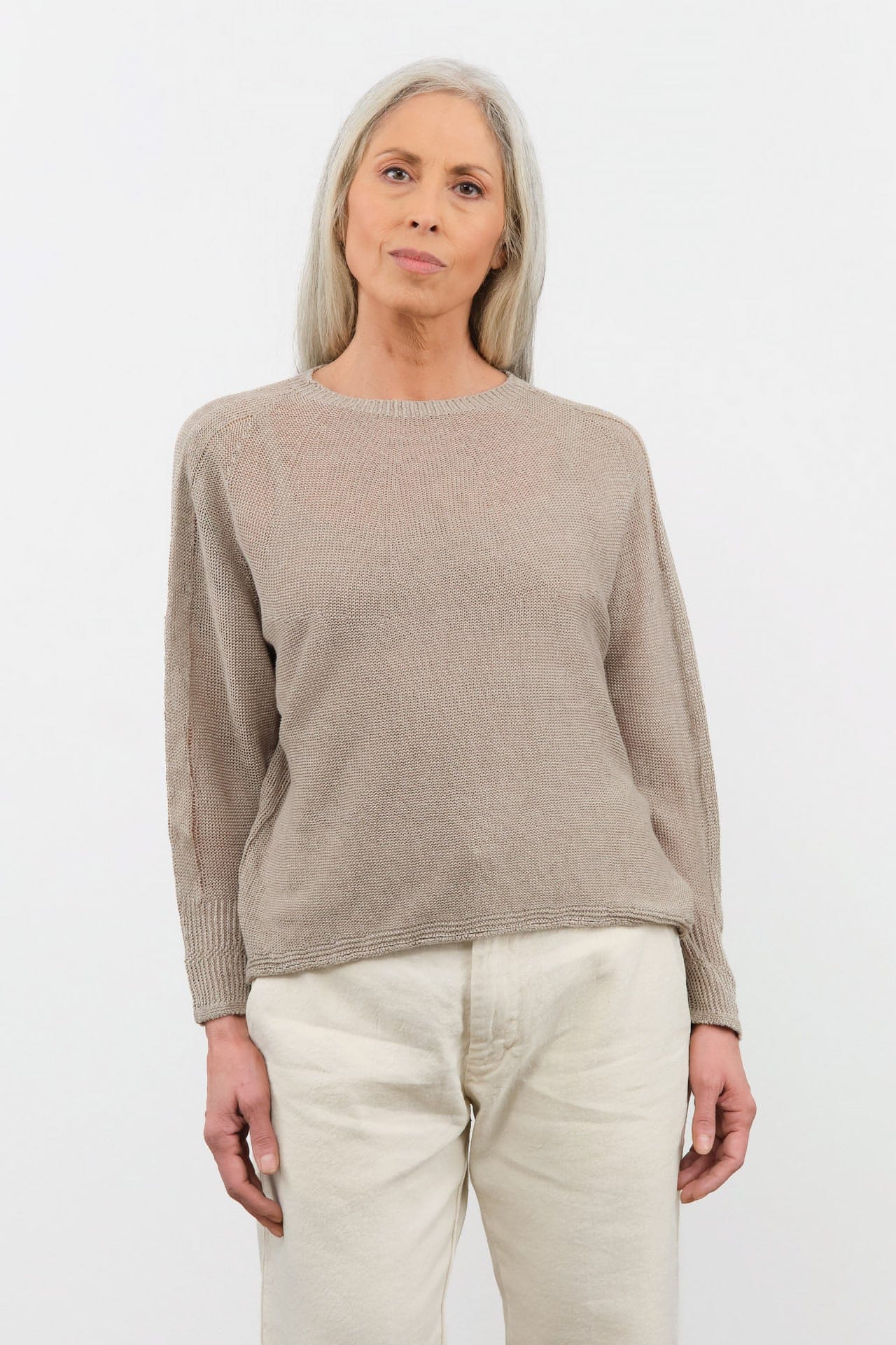 Pas de Calais Apparel Womens Sweaters Normandy Linen Crew Neck Pullover