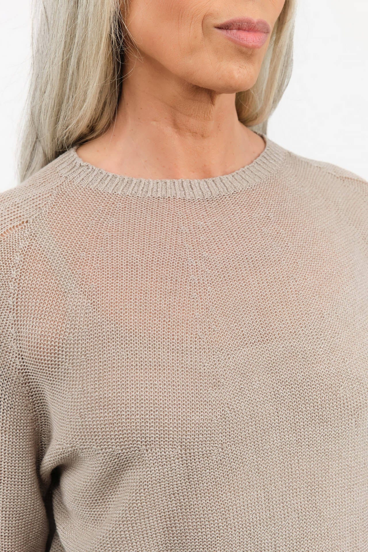 Pas de Calais Apparel Womens Sweaters Normandy Linen Crew Neck Pullover