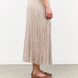 Pas de Calais Designer Brand Organdy Hand Pleated Long Skirt in Natural Tan White