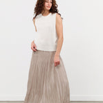 Pas de Calais Apparel Womens Skirts Organdy Hand Pleated Long Skirt Natural / 34