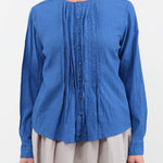 Pas de Calais Apparel Womens Blouses Organic Cotton Chambray Long Sleeve Blouse