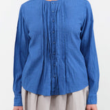 Pas de Calais Apparel Womens Blouses Organic Cotton Chambray Long Sleeve Blouse