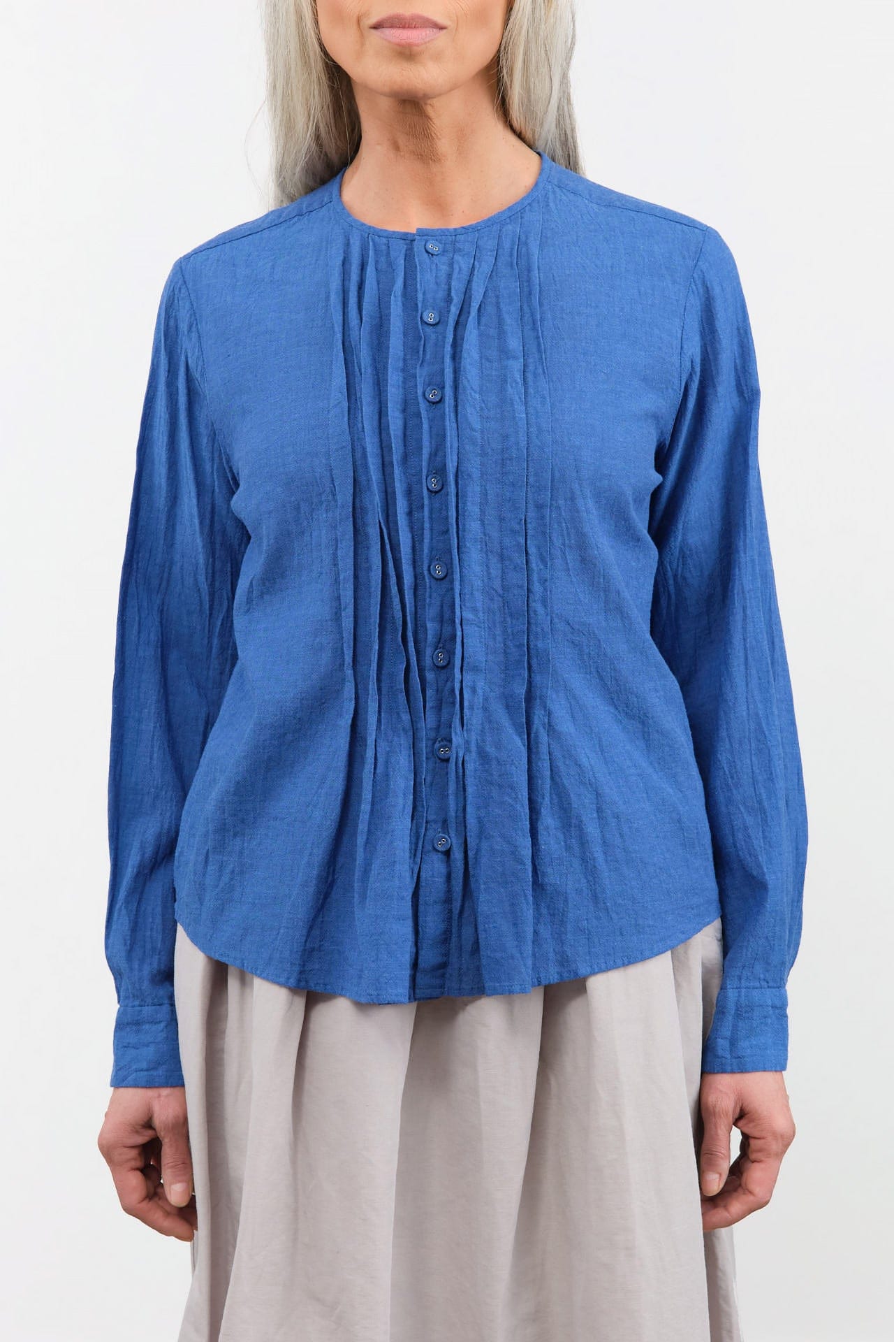 Pas de Calais Apparel Womens Blouses Organic Cotton Chambray Long Sleeve Blouse