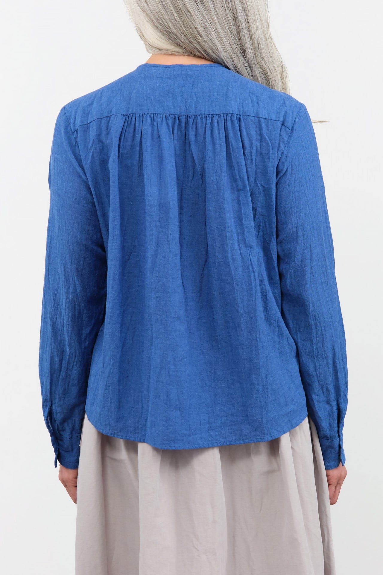 Pas de Calais Apparel Womens Blouses Organic Cotton Chambray Long Sleeve Blouse