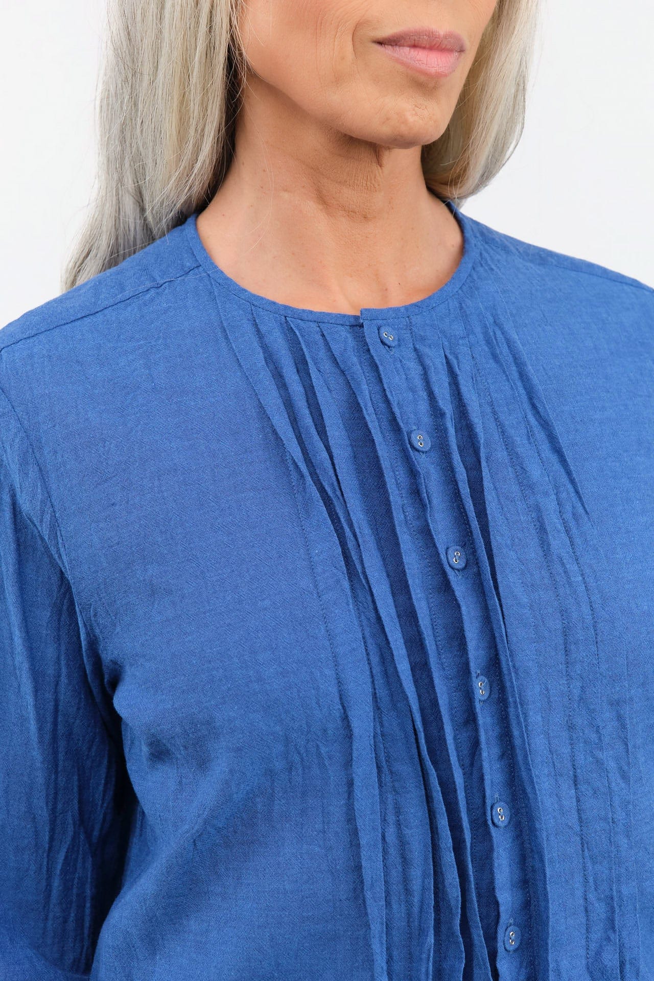 Pas de Calais Apparel Womens Blouses Organic Cotton Chambray Long Sleeve Blouse