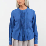 Pas de Calais Apparel Womens Blouses Organic Cotton Chambray Long Sleeve Blouse